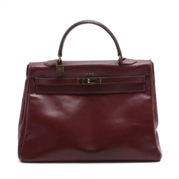 Hermes Kelly 35 Le Tournay Leather Handbag Rouge H - Picture 1 of 14